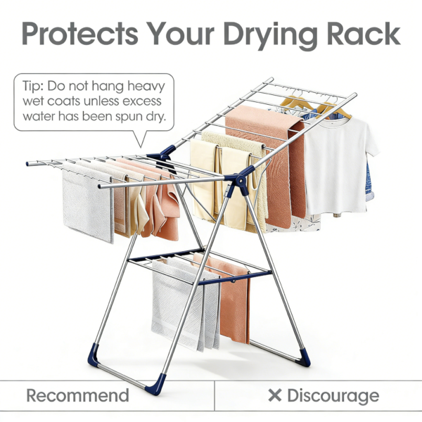 Sakugi Clothes Drying Rack with Height-Adjustable Wings, Metal Foldable Laundry Dryer Stand for Clothing & Bedding